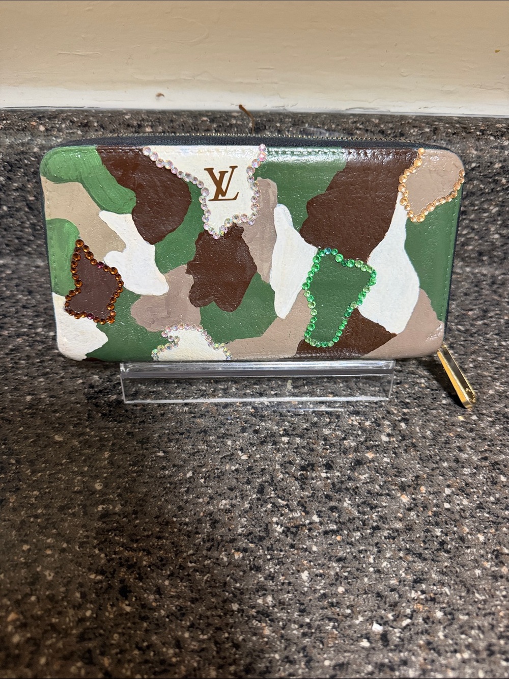 Authentic Louis Vuitton Camouflage continental hand designed Zip Wallet